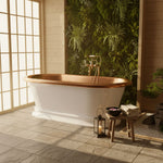 Load image into Gallery viewer, Pedestal Copper Bathtub White Powder Coated Exterior &amp; Polished Copper Interior

