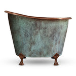 Load image into Gallery viewer, Clawfoot Bathtub Hammered Copper Single-Slipper Blue-Green Patina Soaking Tub 49-inch
