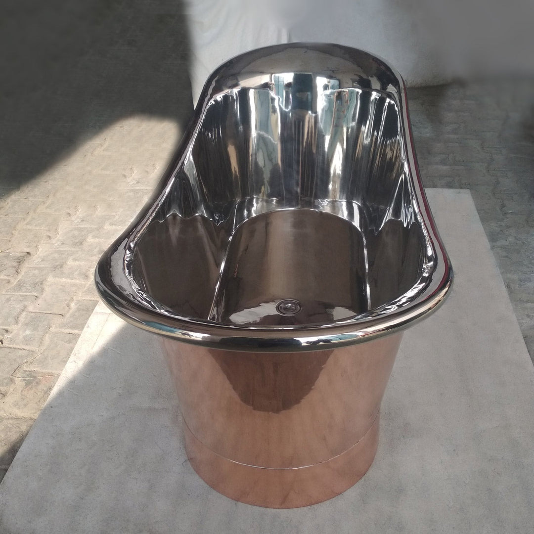 Straight Base Copper Bathtub Nickel Inside Big Size 74x28x28