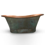 Load image into Gallery viewer, Copper Bathtub Copper Interior &amp; Blue-Green Patina Exterior with Beading on Base

