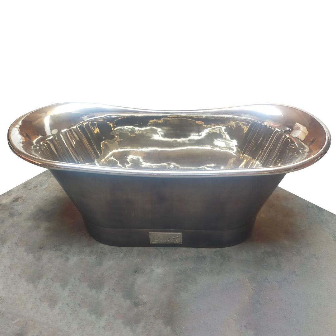 Straight Base Copper Bathtub Nickel Interior Finish & Patinated Lead Finish Exterior