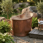 Load image into Gallery viewer, 30-Inch Round Japanese Soaking Style Antique Finish Copper Bathtub

