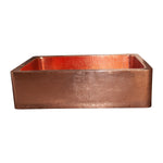 Load image into Gallery viewer, Single Bowl Hammered Front Apron Copper Kitchen Sink Shining Copper Finish
