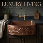 Load image into Gallery viewer, D Shape Petal Front Apron Copper Kitchen Sink
