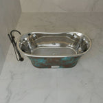 Load image into Gallery viewer, Straight Base Stainless Steel Bathtub Weathered Patina Exterior Finish
