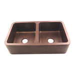 Load image into Gallery viewer, Rectangular Double Bowl Copper Kitchen Sink
