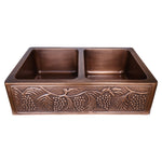 Load image into Gallery viewer, Double Bowl Five Grape Front Apron Copper Kitchen Sink
