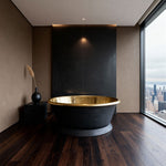 Load image into Gallery viewer, Round Brass Bathtub Matt Black Exterior &amp; Polish Brass Interior
