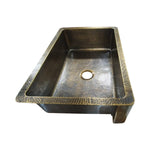 Load image into Gallery viewer, Single Bowl Hammered Front Apron Antique Brass Kitchen Sink
