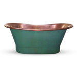 Load image into Gallery viewer, Straight Base Copper Bathtub Antique Copper Interior &amp; Blue Green Patina variant 2 Exterior Finish
