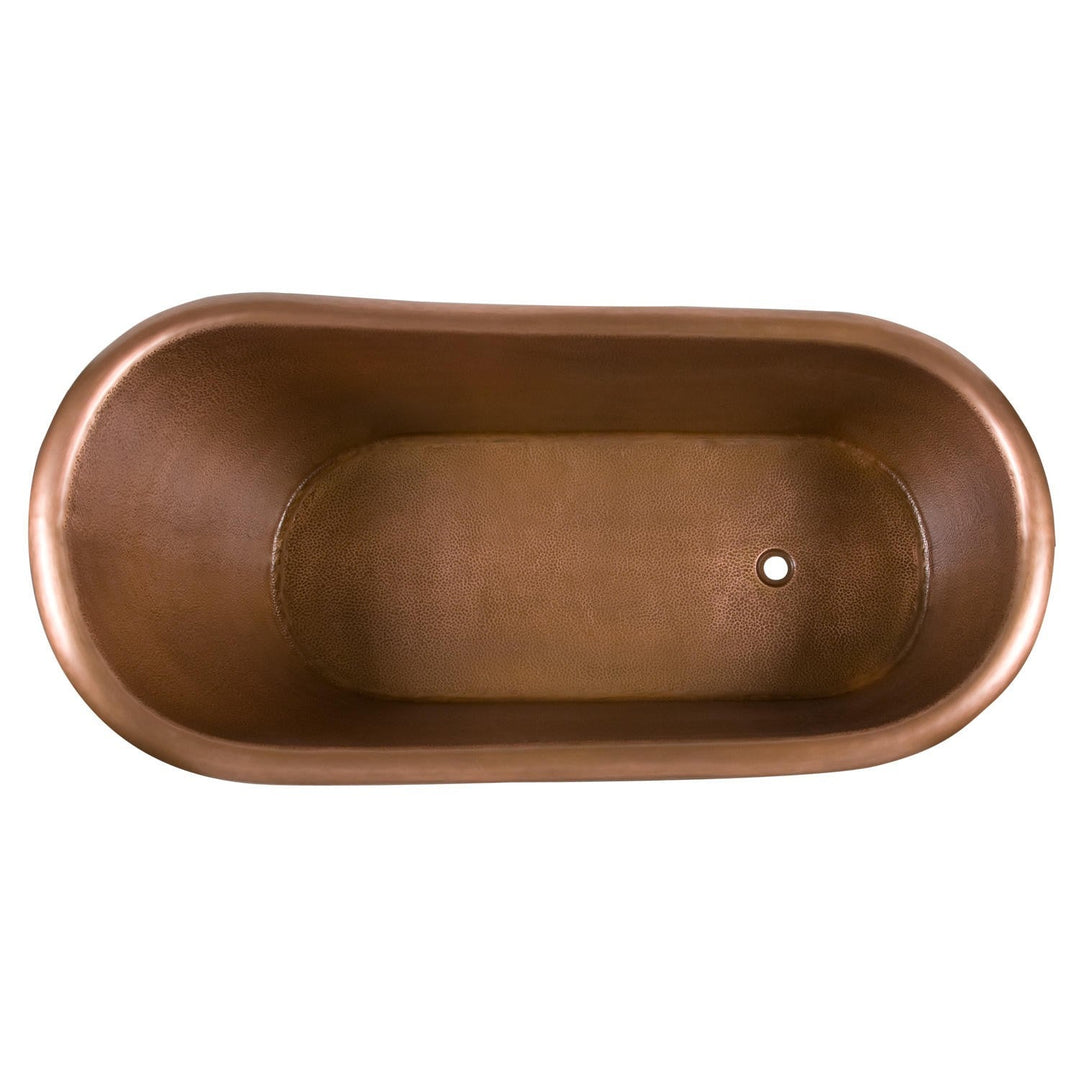 Hammered Copper Clawfoot Slipper Bathtub