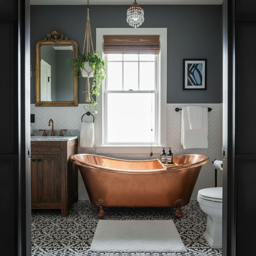 Clawfoot Copper Bathtub Hammered Polished Copper Finish