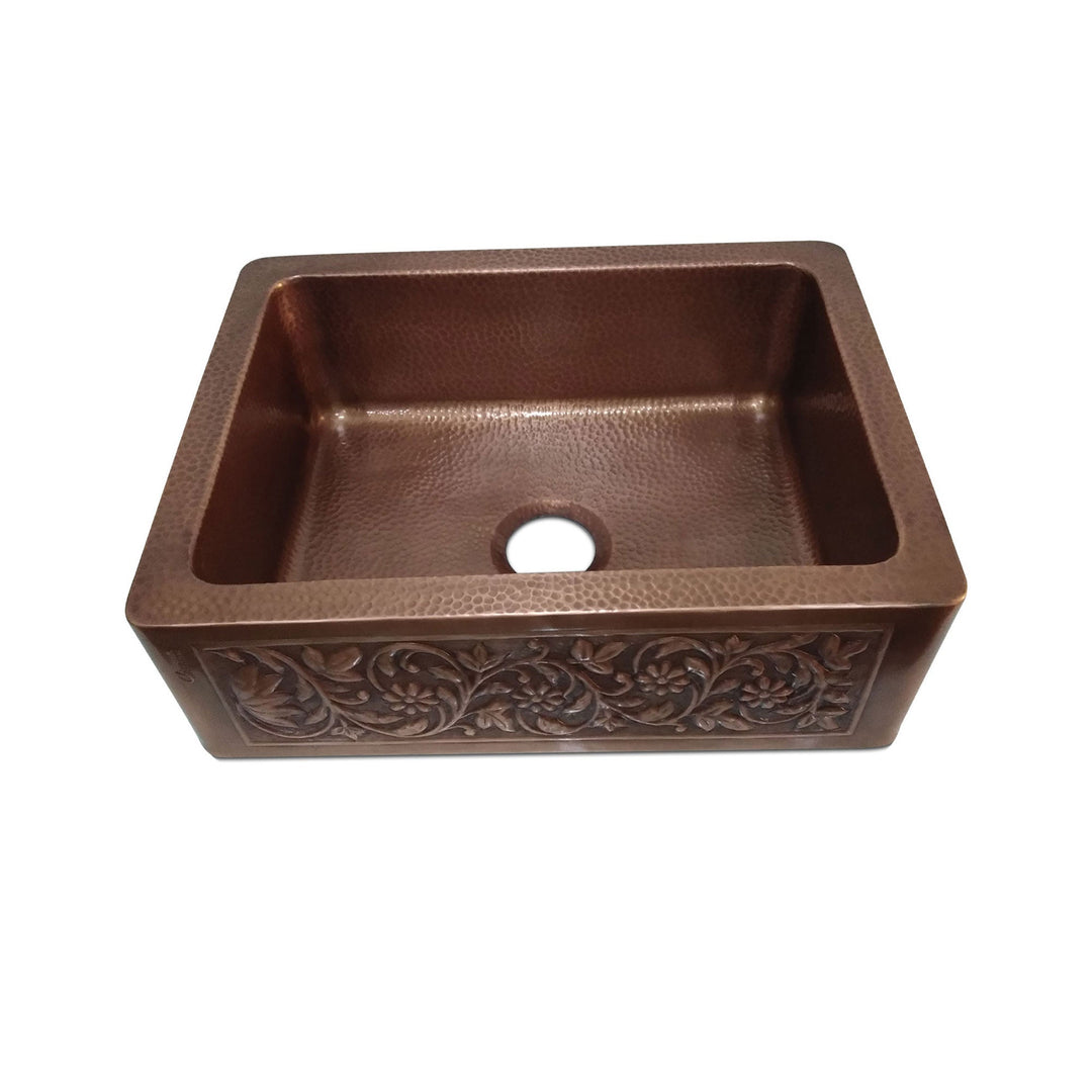 Copper Sink Vine Front Apron 24.50 x 18.50 x 7 inch