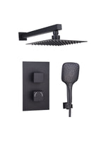 Load image into Gallery viewer, Black Concealed Thermostatic 2 Handle 2 Way Shower Kit with SS Head Square
