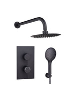 Load image into Gallery viewer, Black Concealed Thermostatic 2 Handle 2 Way Shower Kit with SS Head Square
