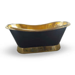Load image into Gallery viewer, Slanting Base Brass Bathtub Polished Brass Inside &amp; on Base Black Outside
