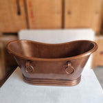 Load image into Gallery viewer, Hammered Antique Copper Tub with Ring Handles

