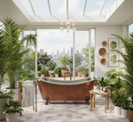 Load image into Gallery viewer, Copper Clawfoot Tub Nickel Interior Antique Hammered Copper Exterior Double Slipper
