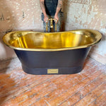 Load image into Gallery viewer, Straight Base Brass Bathtub Black Outside
