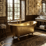 Load image into Gallery viewer, Clawfoot Brass Bathtub Hammered Exterior Full Brass Finish

