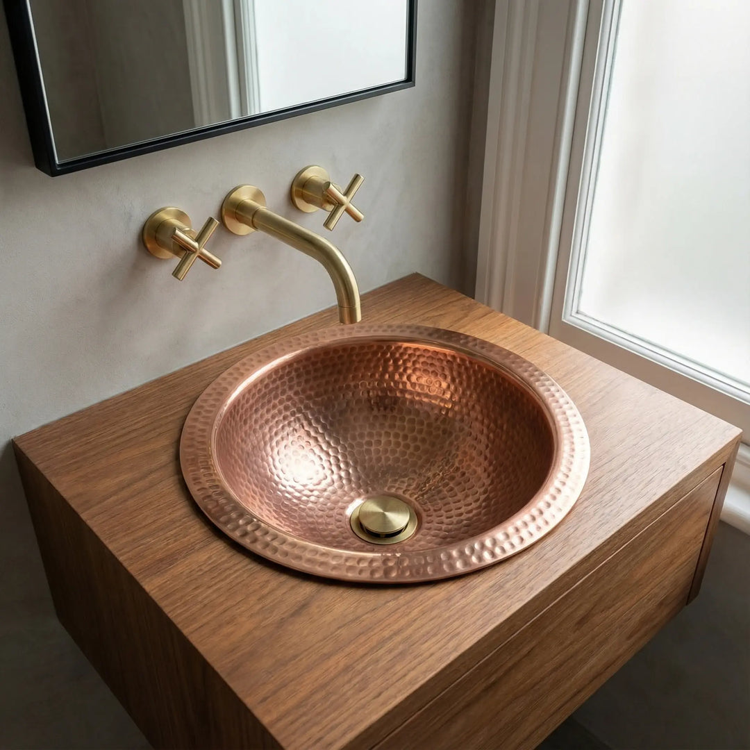 Round Hammered Copper Sink