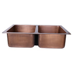 Load image into Gallery viewer, Double Bowl Petal Front Apron Copper Kitchen Sink
