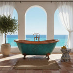 Load image into Gallery viewer, Clawfoot Copper Bathtub Plain Antique Finish Interior &amp; Patina Exterior
