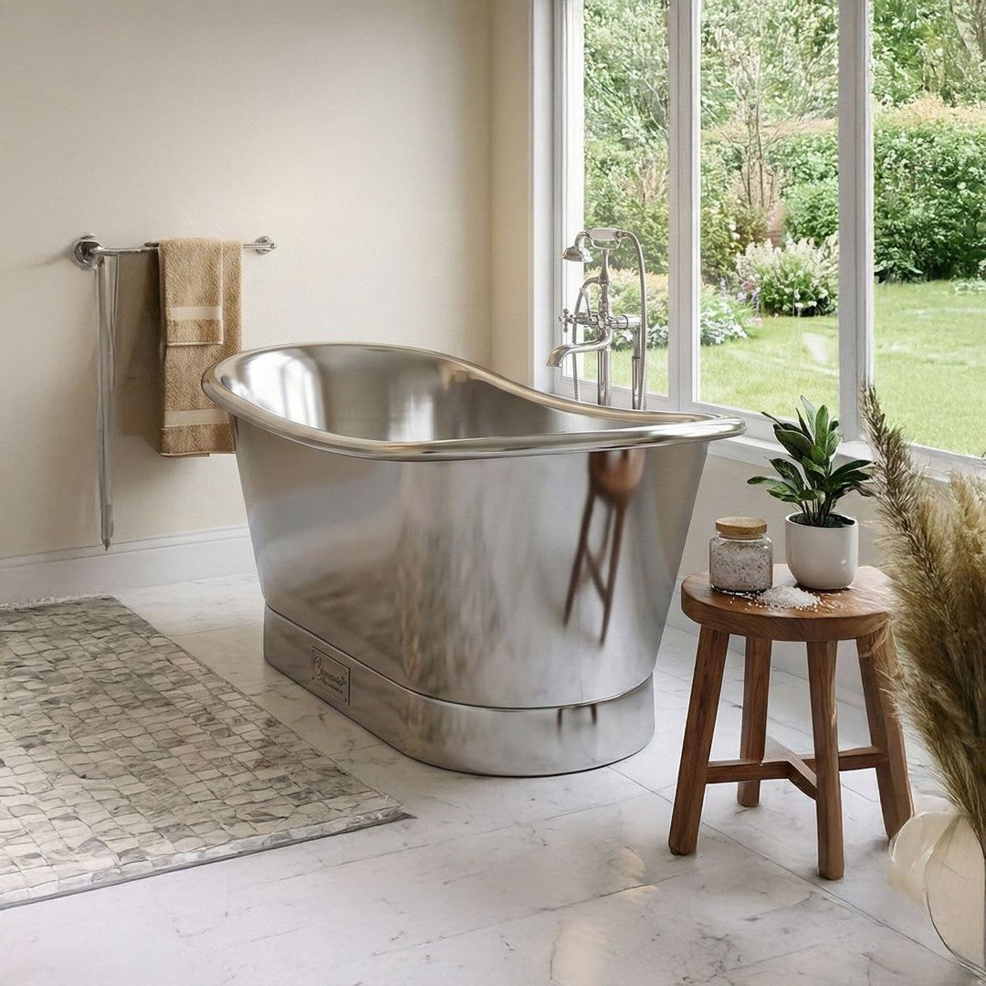 Straight Base Stainless Steel Bathtub Full Steel Finish