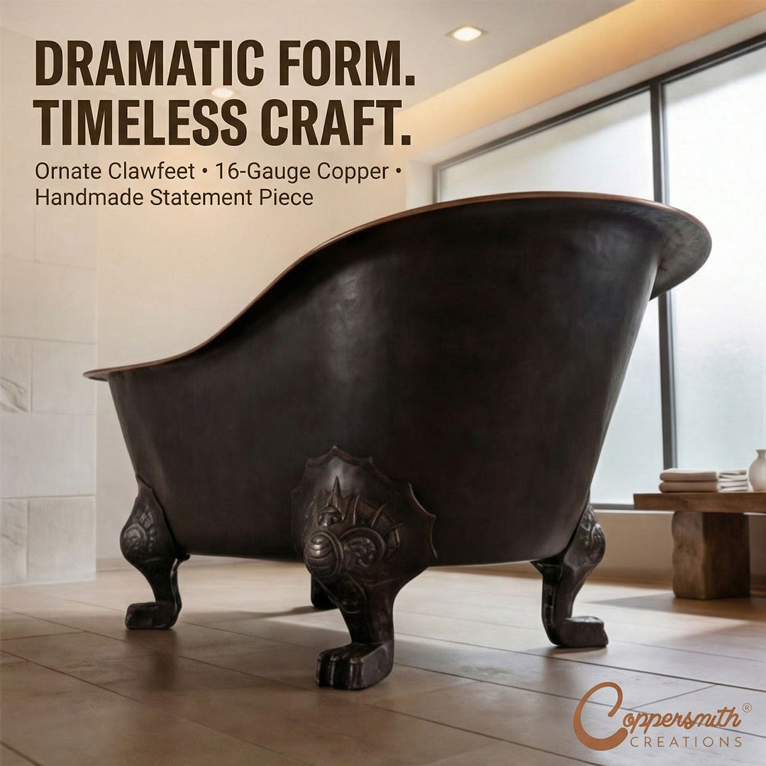 Clawfoot Copper Tub Chinese Style - The Bridgerton Bath