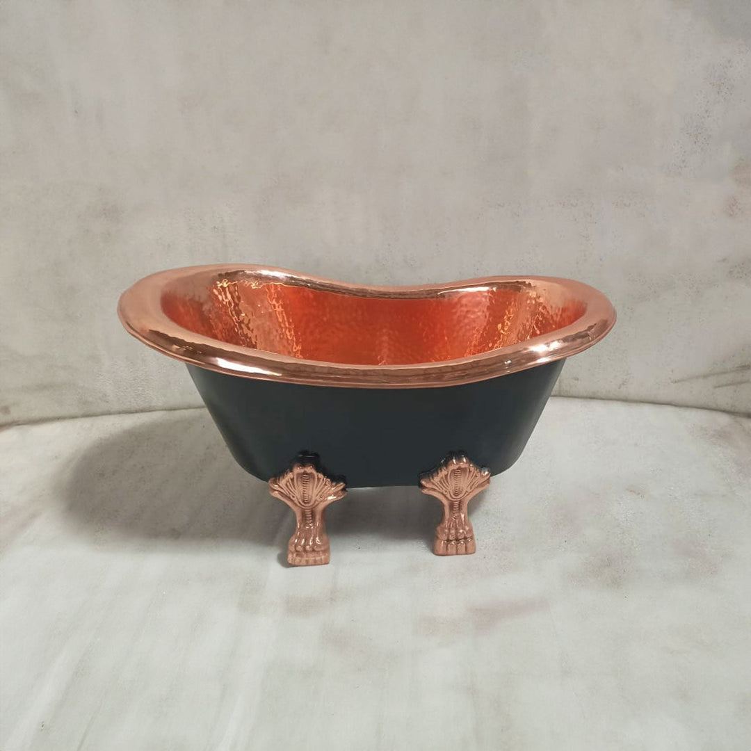 Clawfoot Copper Tub-Style Sink Hammered Polished Copper Inside & Black Outside