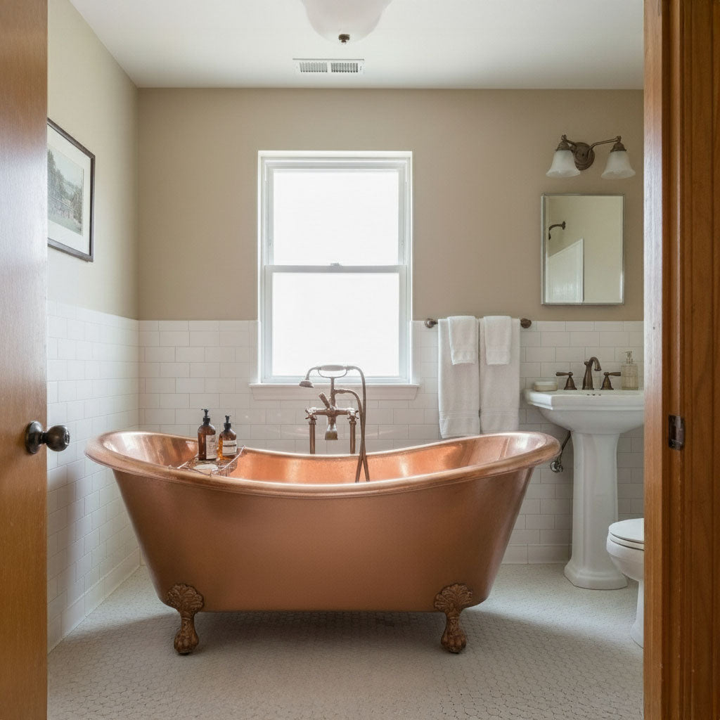 Clawfoot Copper Bathtub Hammered Polished Copper Finish
