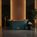 Load image into Gallery viewer, Straight Base Copper Bathtub Polish Copper Inside &amp; Patina Exterior
