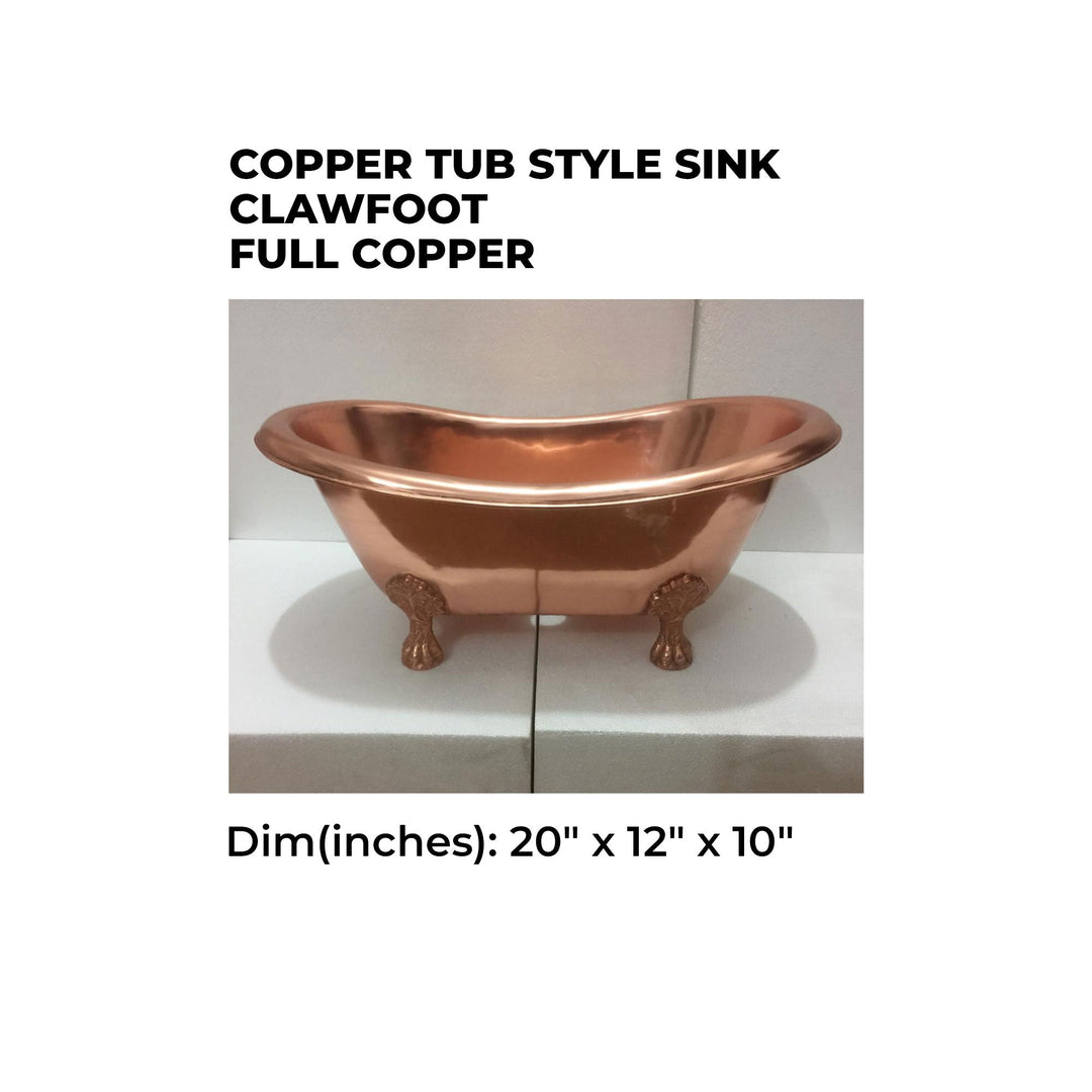 Copper Tub Style Basin Clawfoot Full Copper