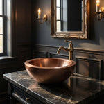 Load image into Gallery viewer, Double Wall Copper Sink Outside Hammered Inside Smooth 16" x 6"
