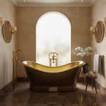Load image into Gallery viewer, Roll Top Brass Bathtub Polished Interior &amp; Antique Finish exterior
