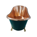 Load image into Gallery viewer, Copper Bathtub RAL 6004 Blue-Green Exterior &amp; Brass Clawfoot Legs
