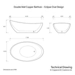 Load image into Gallery viewer, Double Wall Copper Bathtub Charcoal Black Antique - Eclipse Oval Design
