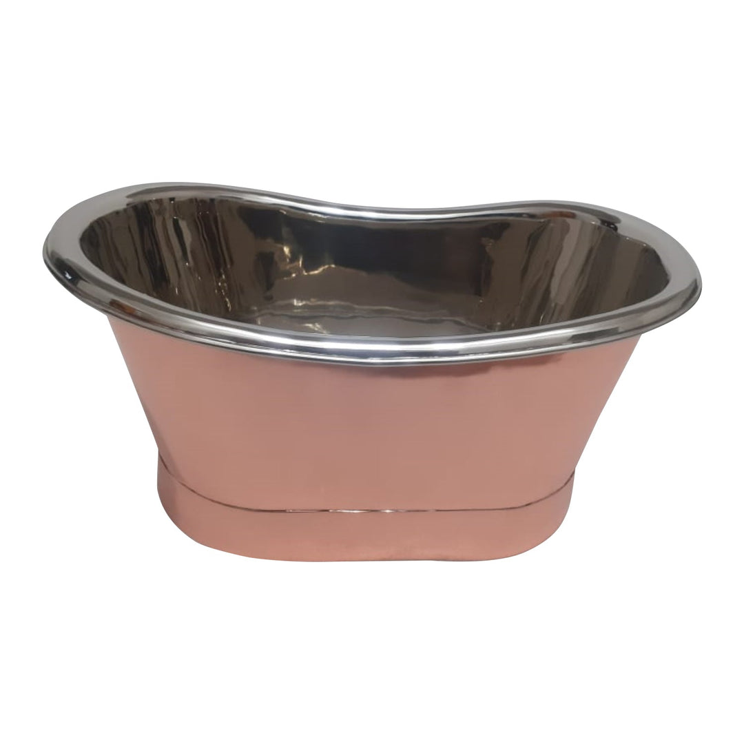 Copper Tub Style Basin Nickel Inside Copper Outside Straight Base