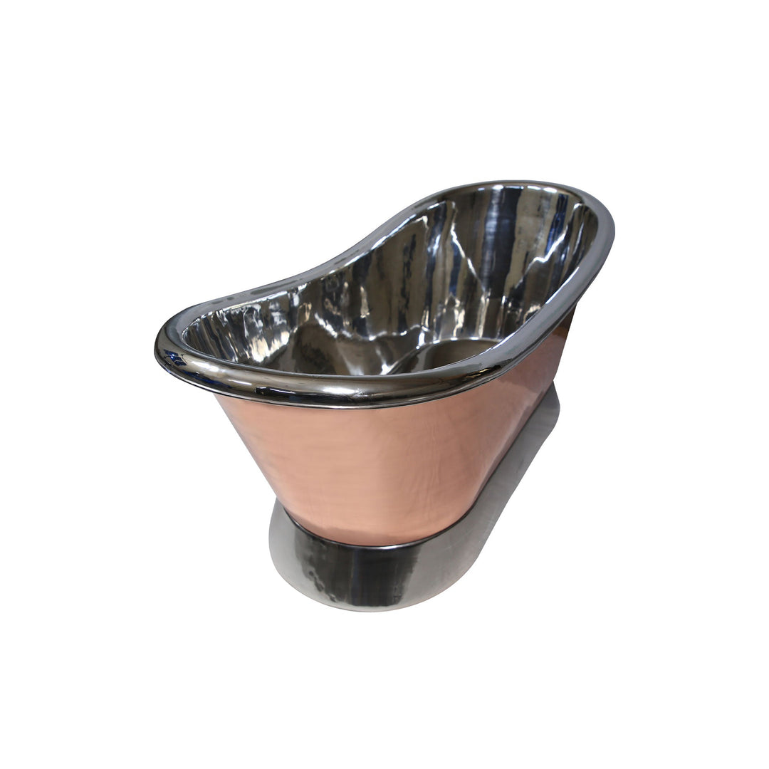 Copper Tub Style Basin Nickel Inside & on Base Copper Outside