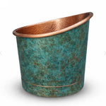 Load image into Gallery viewer, 39-Inch Japanese Soaking Copper Bathtub Hammered Antique Copper Interior Blue-Green Verdigris Patina Exterior
