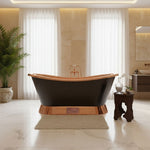 Load image into Gallery viewer, Slanting Base Copper Bathtub Copper Inside &amp; on Base Black Outside
