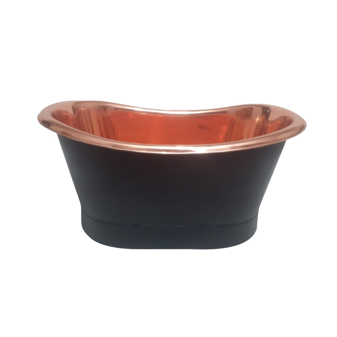 Copper Tub Style Basin Copper Inside & Black Outside Straight Base