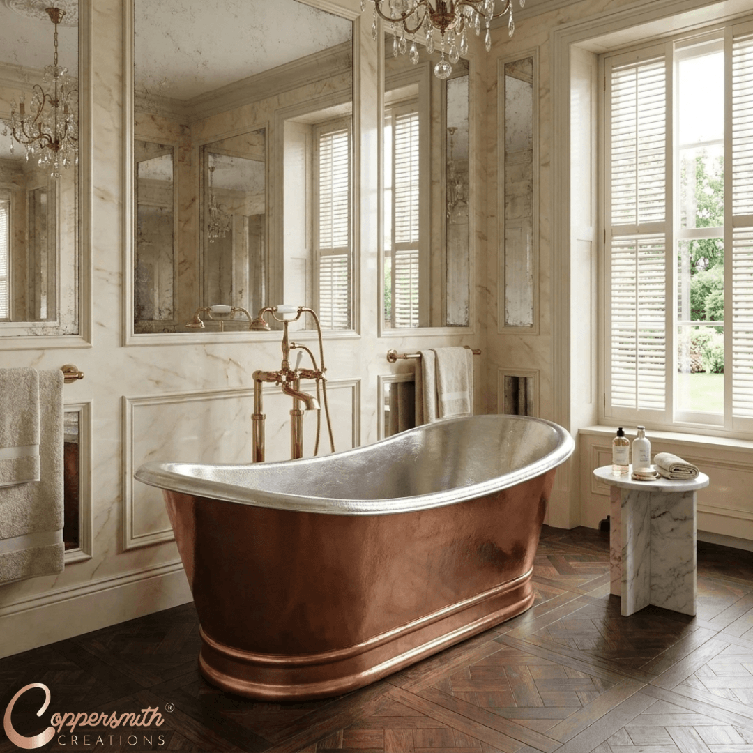 Antique Copper Bathtub Nickel Finish Inside