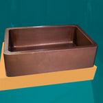 Load image into Gallery viewer, Single Bowl Hammered Front Apron Copper Kitchen Sink Antique Finish
