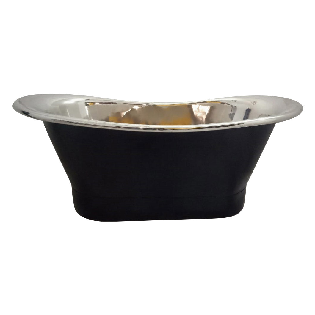 Straight Base Copper Bathtub Nickel Inside Black Outside