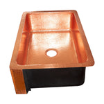 Load image into Gallery viewer, Single Bowl Hammered Front Apron Copper Kitchen Sink Shining Copper Finish
