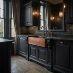 Load image into Gallery viewer, Double Bowl Hammered Front Apron Copper Kitchen Sink Antique Finish
