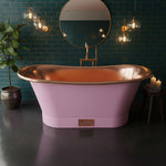 Load image into Gallery viewer, Straight Base Copper Bathtub Polished Copper Interior &amp; RAL4003 Exterior
