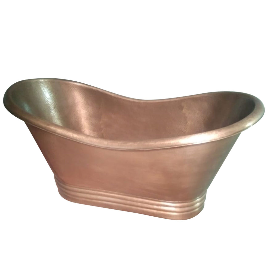 Hammered Medium Antique Finish Copper Double Slipper Tub