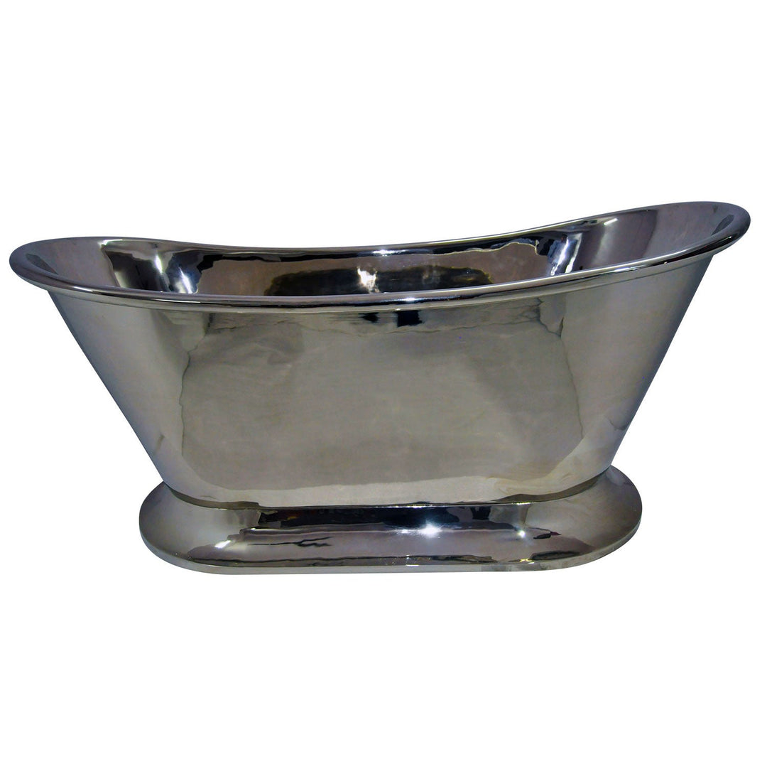 Nickel Finish Curved Pedestal Copper Bathtub
